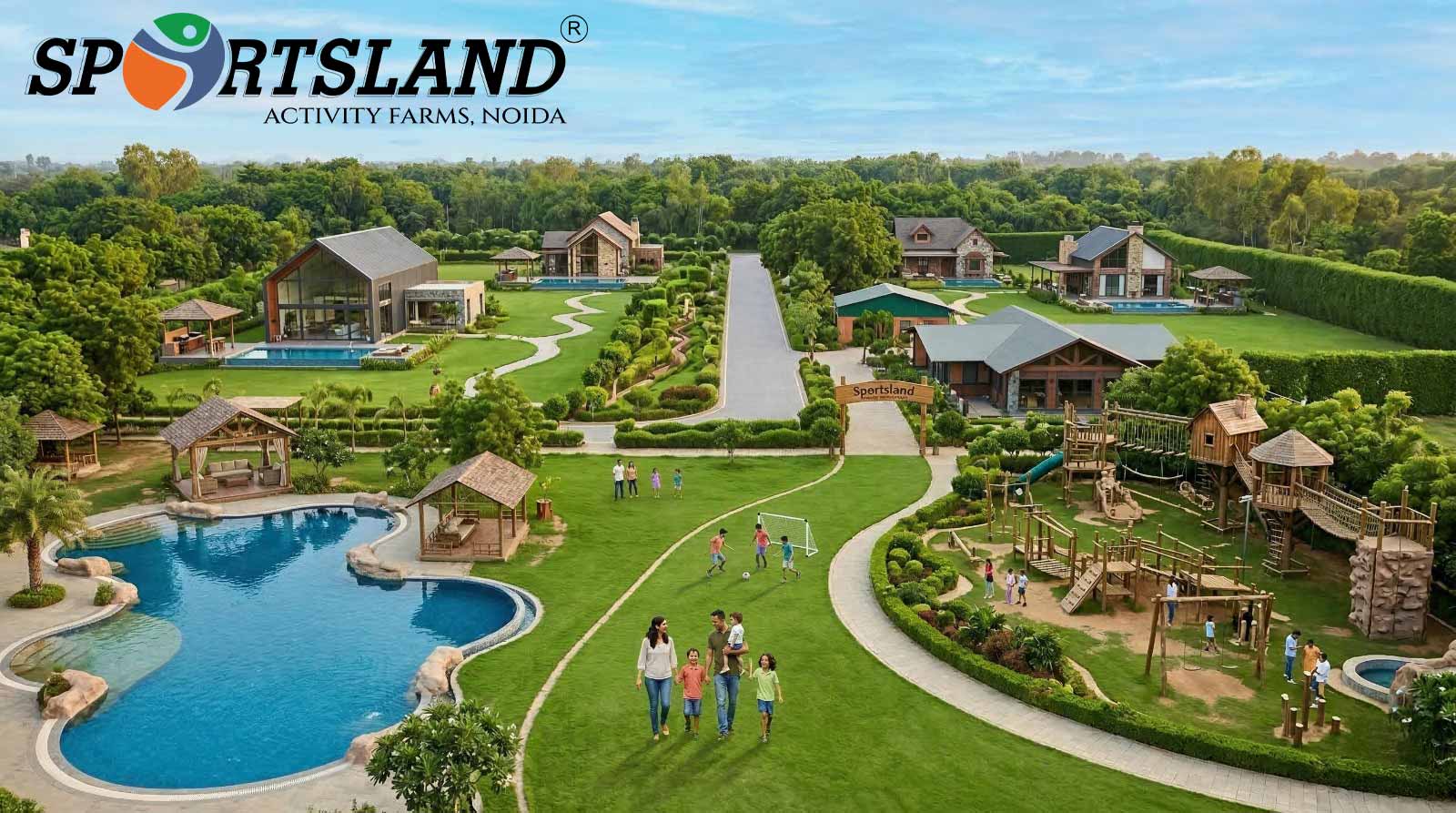 Scenic open landscape showcasing the best open green space in Noida with greenery, walking areas, and outdoor lifestyle environment.