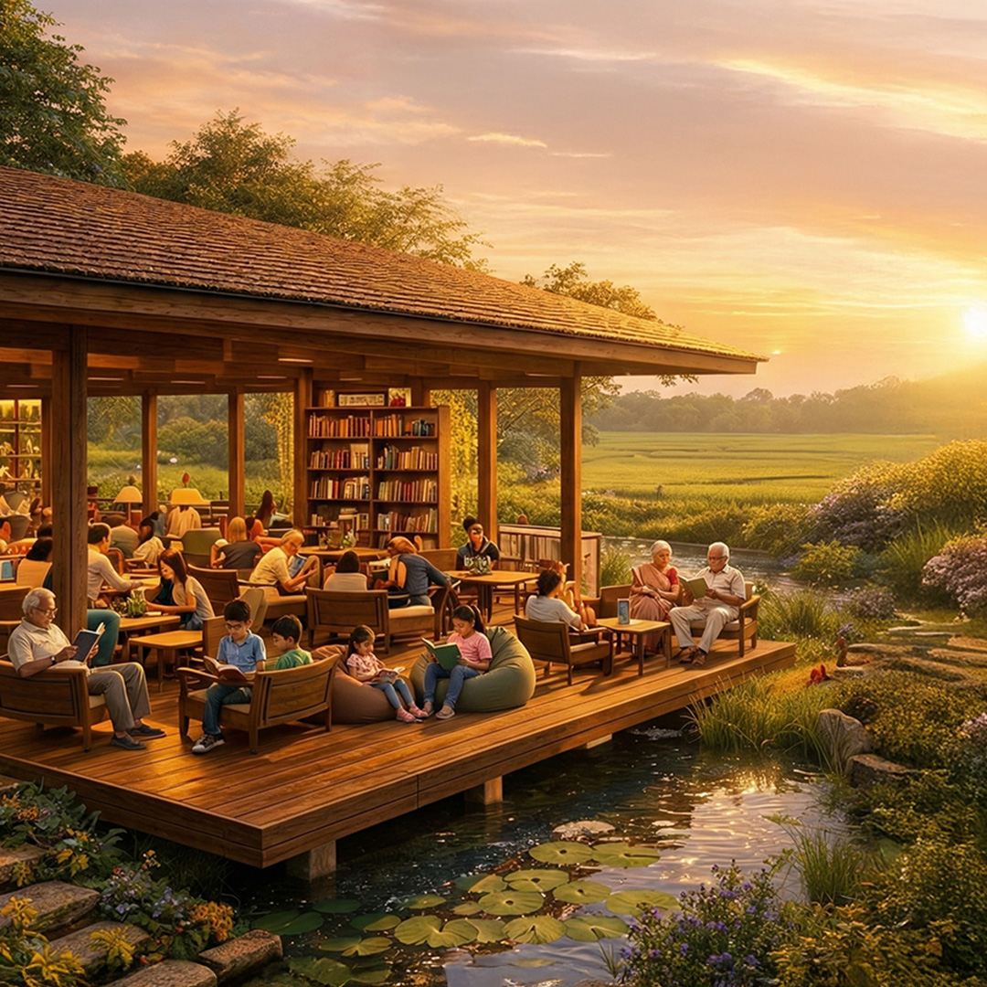 Person reading peacefully outdoors in a natural park setting under trees